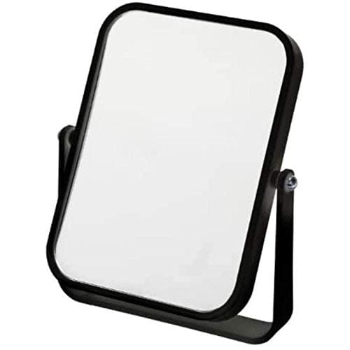 Image of Fancy Metal Goods FMG free standing black bathroom mirror,desktop bedroom makeup mirror 360 degree adjustable stand doubled sided 3x magnification 8 inch