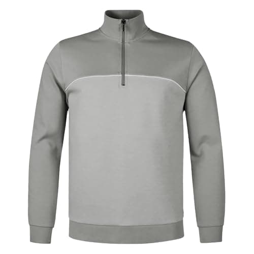 Image of BOSS Men's Tracksuit 1/4 Jacket 10269555 Loungewear, 050Light/Pastel Grey, XL
