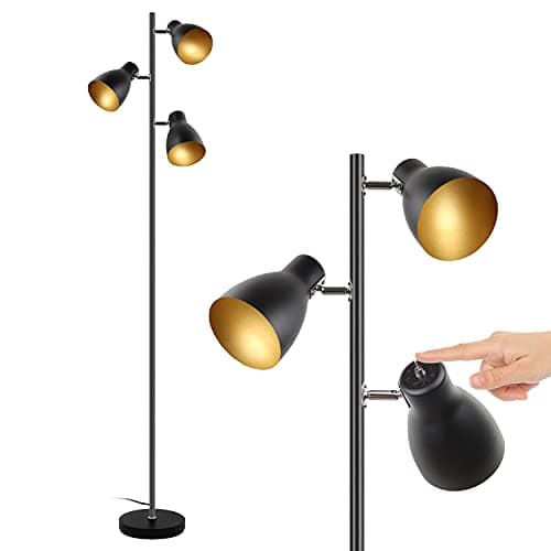 Image of Osasy Floor Lamps for Living Room Bedroom Decorations,Industrial,Adjustable Independent lampshade Black Gold Floor Lights,Metal,Vintage 168cm Standing lamp