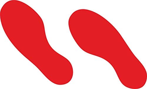 Image of Floor Signalling Feet Sign Vinyl Stickers - Social Distancing, Pack of 8 (4 Left & 4 Right) (Red)