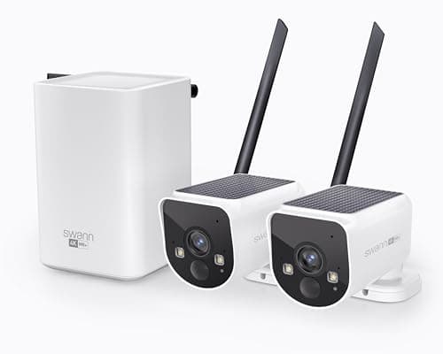 Image of Swann MaxRanger4K Wireless NVR Security System, 2-Cam Kit with Solar Panels, Longest Range Wi-Fi, Person/Vehicle Detection, Colour Night Vision, Local Storage, No Monthly Fee, MR4KSD2