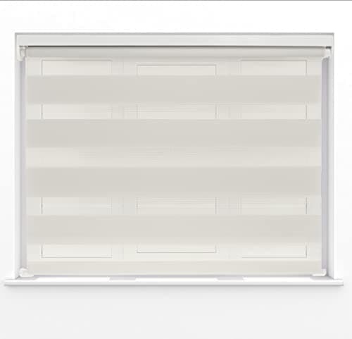 Image of Natural Dual Layer Zebra Day & Night Roller Blinds Light Filtering Material with Metal Brackets & Fittings 90cm Width x 160cm Length