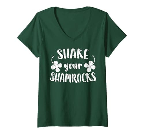 Image of Women's Shake Your Shamrocks Shirt Funny Men Women St Patricks Day V-Neck T-Shirt