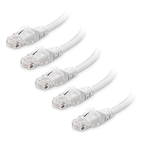 Image of Cable Matters 5-Pack 10Gbps Snagless Short Cat 6 Ethernet Cable 1.5m (Cat6 Internet Cable, RJ45 LAN Cord) in White - 1.5 Meter
