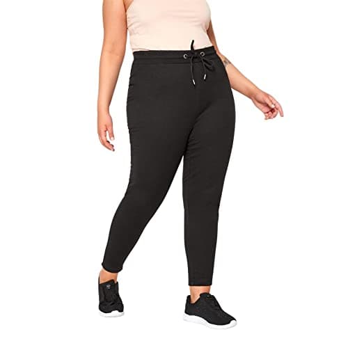 Image of Womens Oversized Joggers Ladies Black Casual Sweatpants Baggy Cuffed Bottoms, (Black, Size 28)