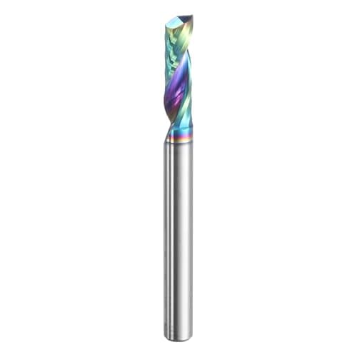 Image of sourcing map Spiral Router Bit 4mm Cut Dia 4mm Shank Up Cut Solid Carbide Diamond-Like Carbon Coated 1 Flute CNC End Mill Milling Bits for Aluminum Copper Metal (15mm Cut Length 45mm Long)