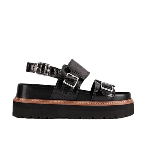 Image of Clarks Women's Orianna Glide Platform Sandal, Black Interest, 4.5 UK
