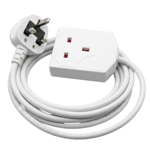 Image of Extension Lead 1 Way Gang 2 Meter Single Socket Mains Power Extension Cord 13A Fused Strip 3Pin UK Plug Power Cable Ideal For Multiple Appliances Of Home & Office (White)