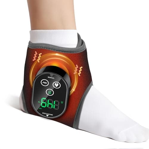 Image of Cordless Ankle Heating Pad with Vibration Massage, Foot Ankle Heated Pad Wrap with Touch Screen Control, 4 Heat Levels, 3 Vibration Modes, 3 Time Levels and 3000mAh Battery, Fit Left/Right Ankle