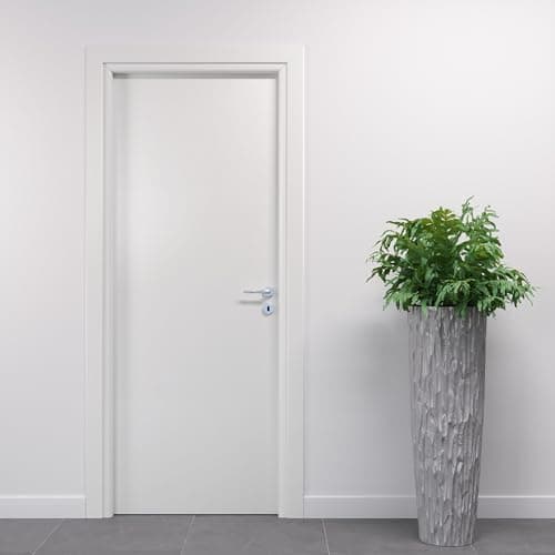 Image of Porte Italiane, Interior Hinged Door in High Density Laminate, Wooden Frame and Waterproof Wire Cover with Lock and Hoppe Silver Handle, 60 x 210 cm with Right Opening, White