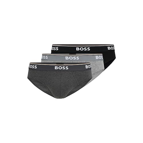 Image of BOSS Men's 3-Pack Classic Regular Fit Stretch Briefs, Gray/Charcoal/Black, XL (Pack of 3)