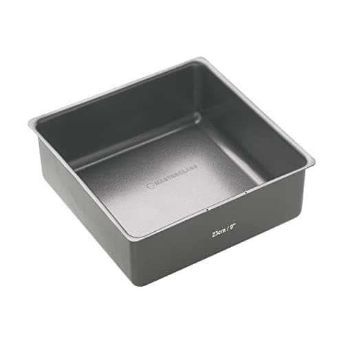 Image of MasterClass KCMCHB35 23 cm Deep Cake Tin with PFOA Non Stick and Loose Bottom, 1 mm Carbon Steel, 9 Inch Square Pan, Grey
