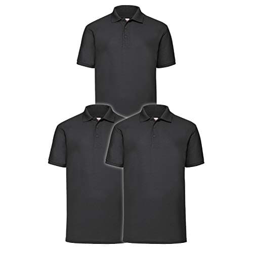 Image of Fruit of the Loom Men's 65/35 Polo Shirt Pack of 3, Black, Large