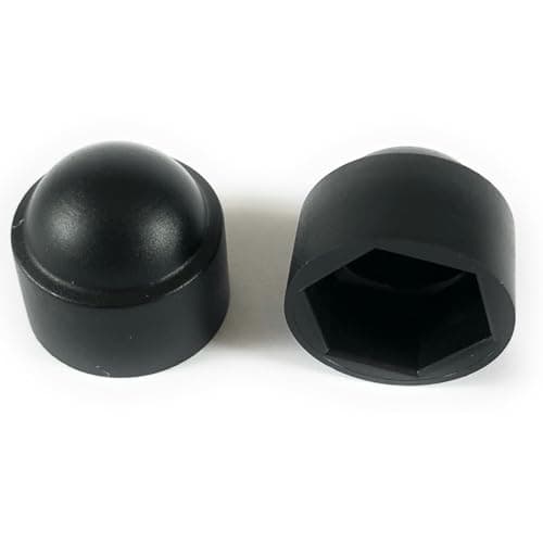 Image of Non Standard Black Plastic Nut Cap Protection Covers (20, M10x15mm / 15mm Spanner)
