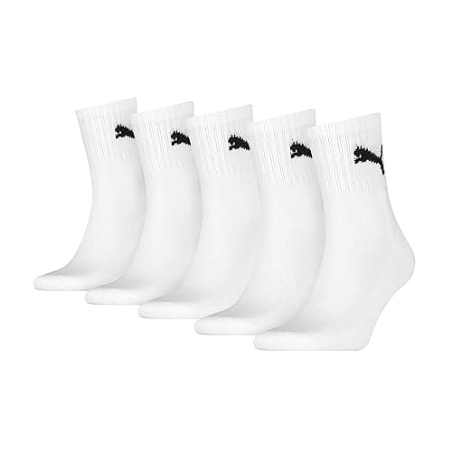 Image of PUMA Unisex Short Crew Socks (5 Pack) Socks, White, 6-8 UK