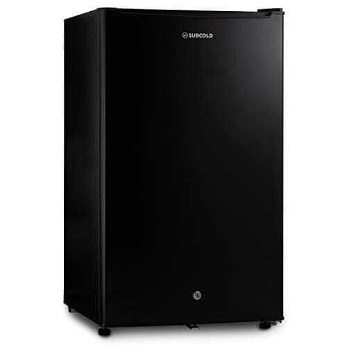 Image of Subcold Eco100 LED Under-Counter Black Fridge | Freestanding Refrigerator | Solid Door with Chiller Box | LED Light + Lock & Key | Energy Efficient (95L, Black)