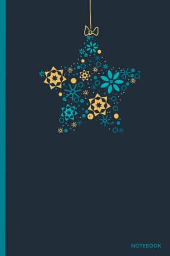 Image of English Blank Lined Cute Christmas Notebook - Blue Star Ornament