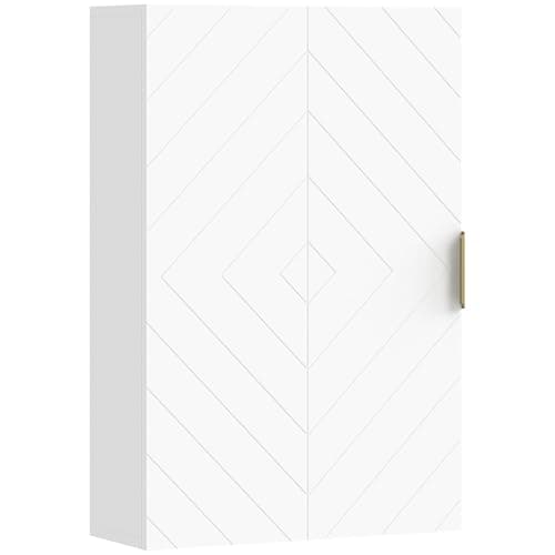 Image of kleankin Bathroom Wall Cabinet, Over Toilet Storage Cupboard with Adjustable Shelves for Hallway, Living Room, White