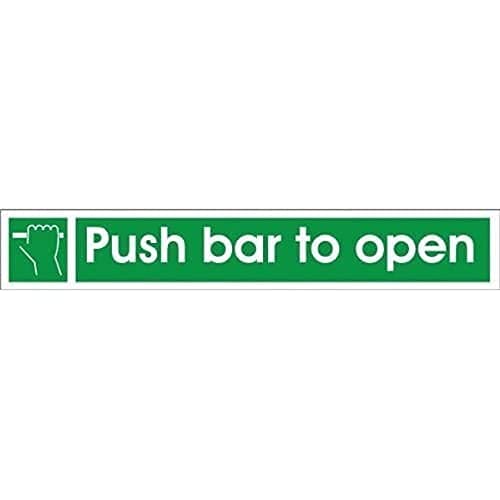 Image of Push Bar To Open Door Sign 300mm x 100mm - Self Adhesive