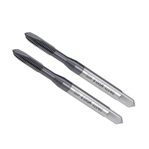 Image of CoCud Spiral Point Tap, Metric M5x0.8 Thread Size, TICN Coated HSS Metric Threading Tap - (Applications: for Drilling Tapping Aluminum), 2-Pieces