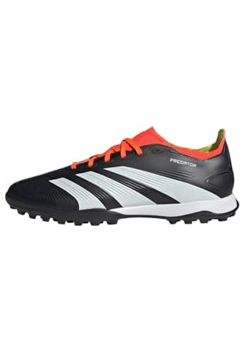 Image of adidas Unisex Predator 24 League Low Turf Boots, Core Black/Cloud White/Solar Red, 9 UK
