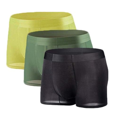 Image of YUSHOW 3 Pack Men's Boxer Shorts Cooling Ice Silk Mesh Underwear, Breathable Quick Dry Trunks for Men, Anti Chafing Seamless Soft Underpants, Multi-Pack S-XL