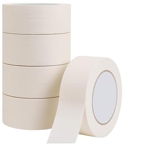Image of Apex Business Supplies 5 Rolls Masking Tape 50mm Wide 50m Long | Masking Tape For Painting, Painters Tape for Sharp Paint Lines, Multi Surface Decorators Tapes, Painters Masking Tapes 50mm Wide