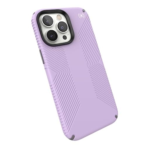 Image of Speck iPhone 14 Pro Max Case - Drop Protection, Scratch Resistant, Dual Layer Slim Phone Case for 6.7 Inch iPhones 14 Pro Max - Built for MagSafe - Presidio2 Grip - Spring Purple/Cloud Grey/White