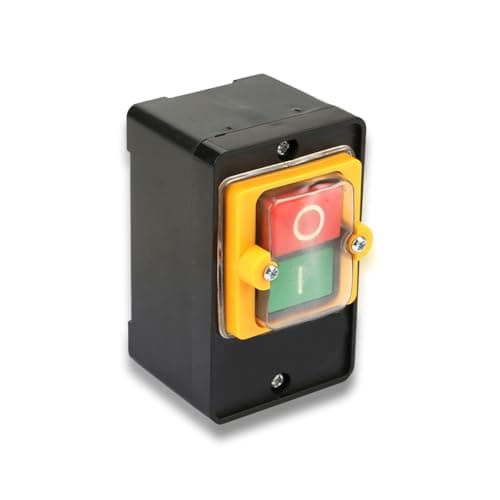 Image of AC 220V 380V 10A Push Button Switch, Waterproof Emergency Stop on or off Pushbutton Electrical Outlet Switches Mechanical Equipment Drill Press Motor Start Control Station for Home Industrial