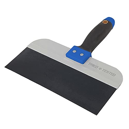 Image of Tried + Tested - Hardened Steel Taping Knife 250mm - Flexible Hollow Grain Blade with Soft Grip Handle for Dry Walling - Black + Blue