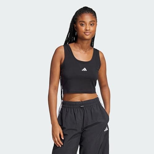 Image of adidas Women's Essentials Small Logo Cotton Lifestyle Tank, Black/White, L