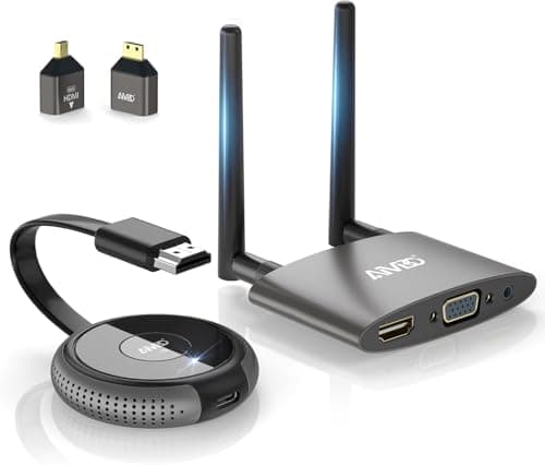 Image of AIMIBO Wireless HDMI Transmitter and Receiver 4K, Plug & Play,165FT/50M, Dual Screens Wireless HDMI & VGA Live Casting Video/Audio for Laptop/TV Box/Camera/Blu-ray/Phone to Monitor/Projector/HDTV