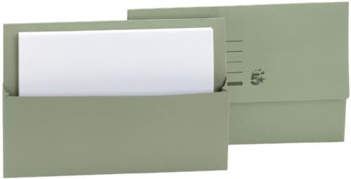 Image of 5 Star 297331 Office Document Wallet Half Flap 250gsm Capacity 32mm Foolscap Green [Pack 50]