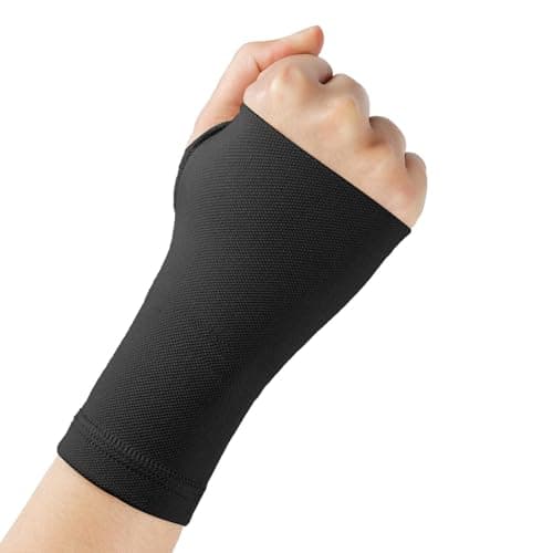 Image of OFFCUP Elastic Wrist Hand Sprain Injury Support Bandage, Wrist Brace Compression Hand Support for Arthritis Carpal Tunnel Joint Pain Sprain Sports-Left or Right Hand(Black M)