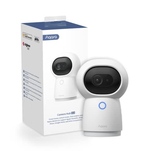 Image of Aqara 2K Security Indoor Camera Hub G3, AI Facial and Gesture Recognition, Infrared Remote Control, Pan and Tilt, Works with HomeKit Secure Video, Alexa, Google Assistant, IFTTT, with UK Plug