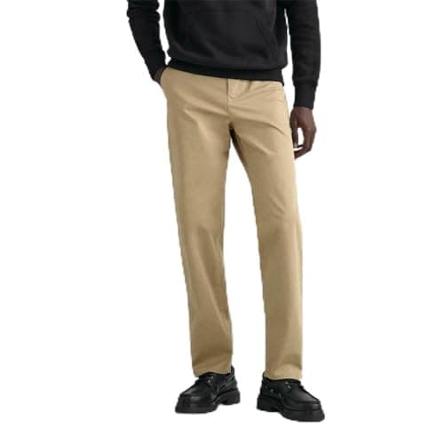 Image of GANT Mens Fit Twill Chinos Dark Khaki 32W / 32L