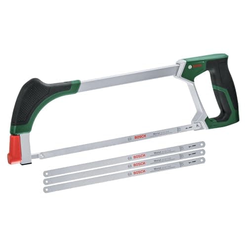 Image of Bosch Hacksaw 300mm + 3 Extra Blades (Universal Hacksaw with 4 Durable Bi-Metal Saw Blades for Metal, Wood, Plastic and More; Easy Release Mechanism; Softgrip) - Amazon Edition
