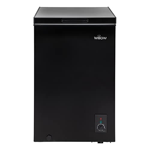 Image of Willow W99CFB Freestanding 99L Chest Freezer with Removable Storage Basket, Suitable for Outbuildings and Garages, 4* Freezer Rating - Black