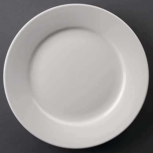 Image of Olympia Athena Wide Rimmed Plates 228 mm/9 inch (Pack of 12), White Porcelain, Dinner Plate Set, Restaurant Tableware, Dinnerware - Microwave, Oven & Dishwasher Safe, CC208