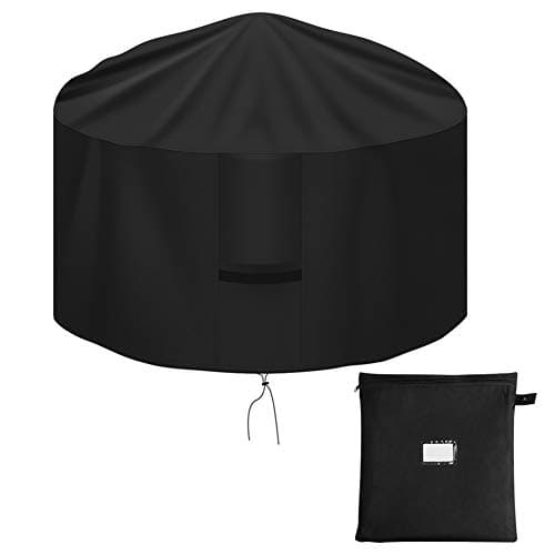 Image of OKPOW Fire Pit Cover 75cm, Firepit Covers Waterproof Round-600D,Anti-UV,Heavy Duty Rip Proof Oxford Fabric Firepit Cover,Round Fire Pit Covers- Black(75 * 60cm)