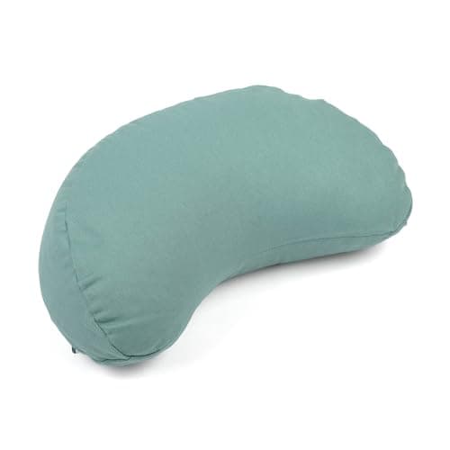 Image of Bodhi Meditation Cushion Half Moon Mini | Yogi Moon Eco | 100% Organic Cotton Cover | Yoga Cushion Crescent Shaped with Buckwheat Filling | Crescent Cushion for Yoga & Meditation | Mineral Blue