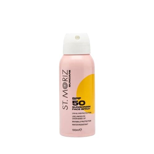 Image of St Moriz Suncare SPF 50 Sunscreen Face Spray | UVA & UVB Invisible Protection SPF 50 Sun Protection Face Mist with Vitamin E | Wear Under or Over Makeup | Dermatologically Tested | Vegan | 100ml