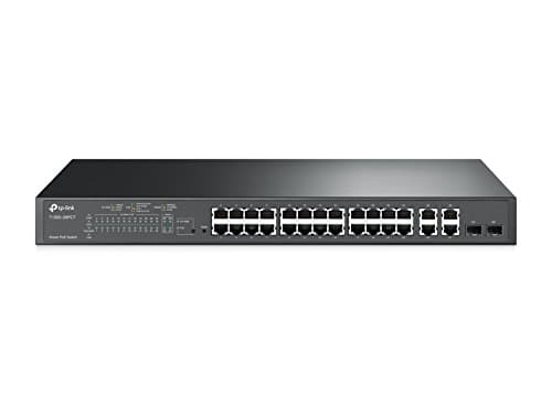 Image of TP-Link 24-Port Fast Ethernet PoE Switch | 24 PoE+ Ports @192W, w/ 4 Uplink Gigabit Ports + 2 Combo SFP Slots | Smart Managed | Support for L2/L3/L4 QoS and IGMP (T1500-28Pct)