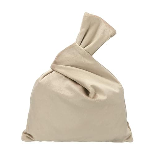 Image of sourcing map Velvet Wrist Knot Tote Bag, Women's Wristlet Knot Pouch Clutch Wristlet Sleeve Handbag Small Wrist Knotted Evening Purse Bag, White