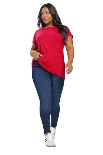 Image of Yours Curve Bright Red Core T-Shirt - Women's - Plus Size Curve