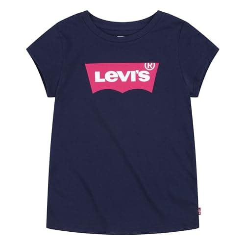 Image of Levi's Girl's Lvg Ss Batwing Tee 4e4234 T-Shirt, Peacoat / Tea Tree Pink, 14 Years