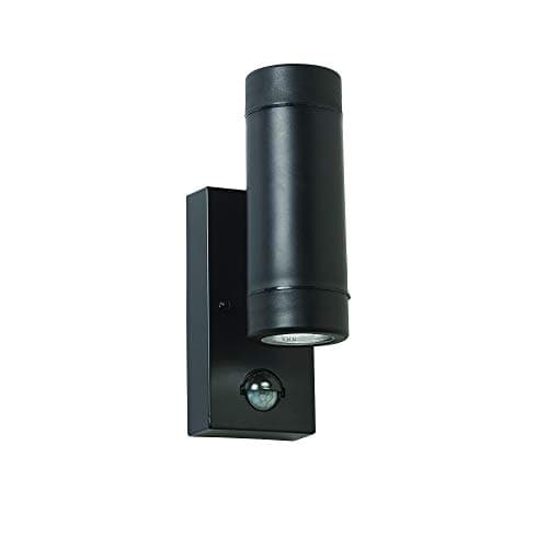 Image of National Lighting Icarus PIR Outdoor Lights - Security Lights with Motion Sensor - GU10 LED Up Down Black Outdoor Wall Lights - IP44 Weatherproof Wall Lights