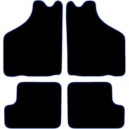 Image of Carsio Carpet Car Mats For Classic Mini 1959-2000 Tailored Fit Floor Mat Set Complete Accessory Black Custom Fitted - All Weather, Anti-Slip Backing & Blue Trim