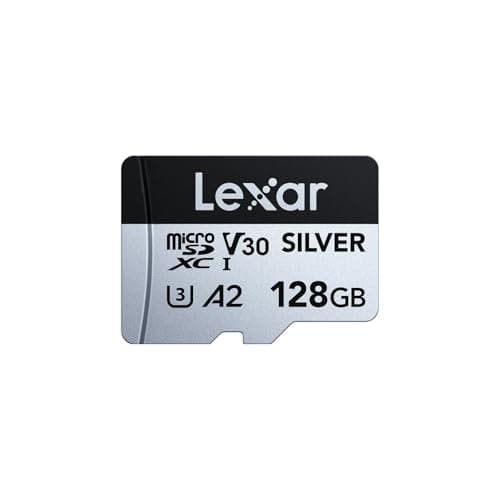 Image of Lexar Silver 128GB Micro SD Card, MicroSDXC TF Card up to 205MB/s Reading, 100MB/s Write Micro SD+ Memory Card Adapter, A2, U3, Class 10, V30, Full HD and 4K UHD Video