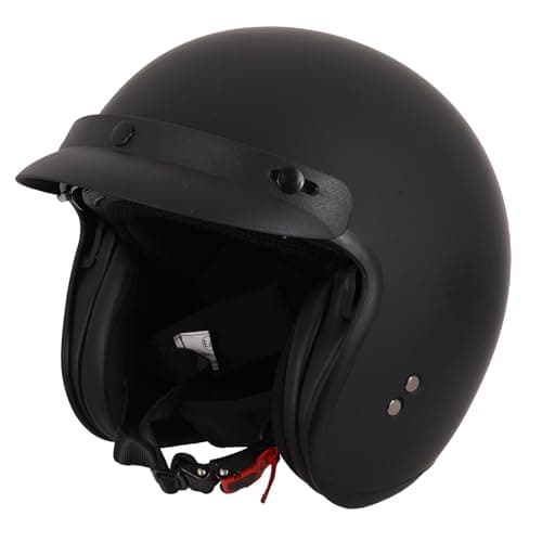 Image of Stealth Open Face Motorcycle Helmet ECE 22.06 Approved UK Road Legal Scooter Motorbike Helmet (Matt Black W/ Peak, XXL)